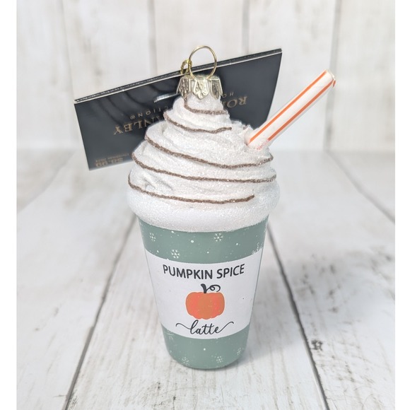 Pumpkin Spice Latte 4.5" Ornament Robert Stanley Glass Foodie Christmas NEW - Picture 1 of 4